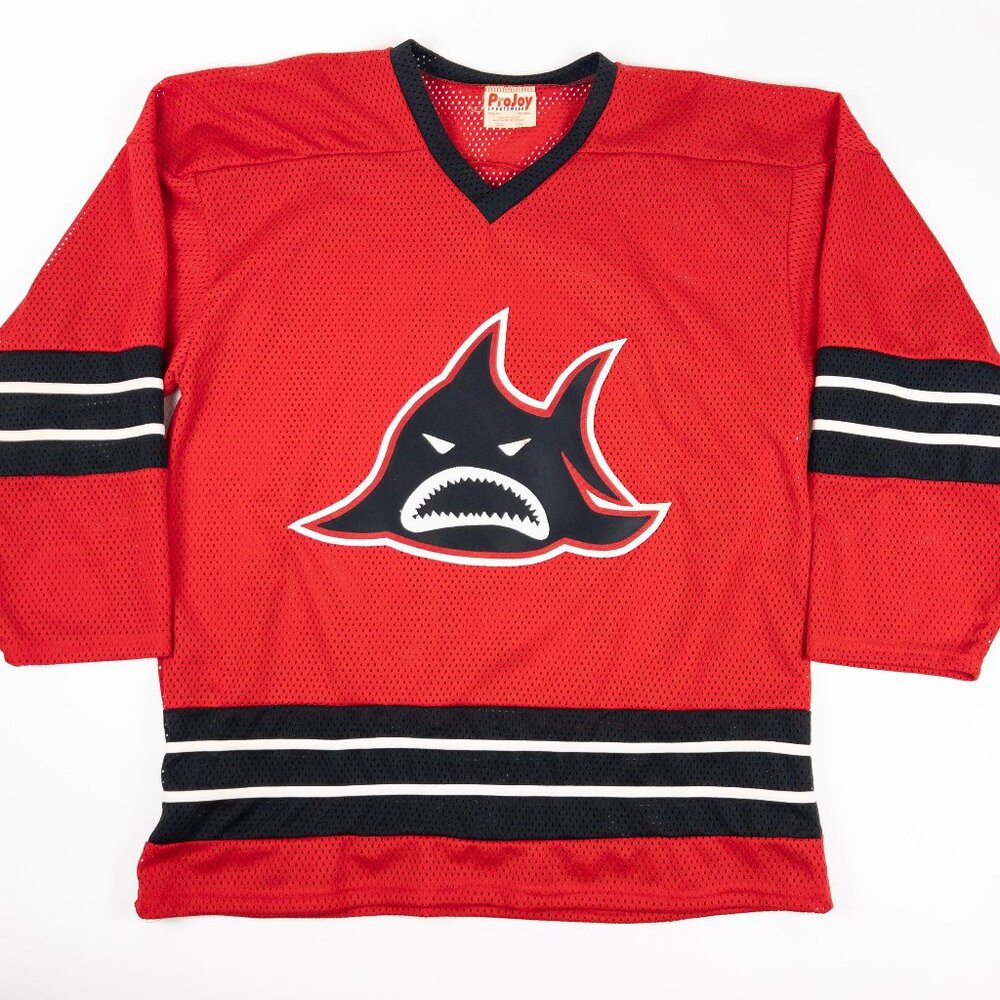 Los Angeles Sharks Vintage 70s Hockey Jersey Men Large Red Long Beach WHA ProJoy